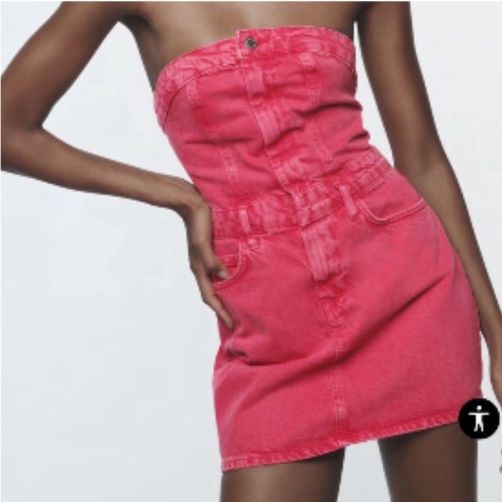 Zara denim pink dress